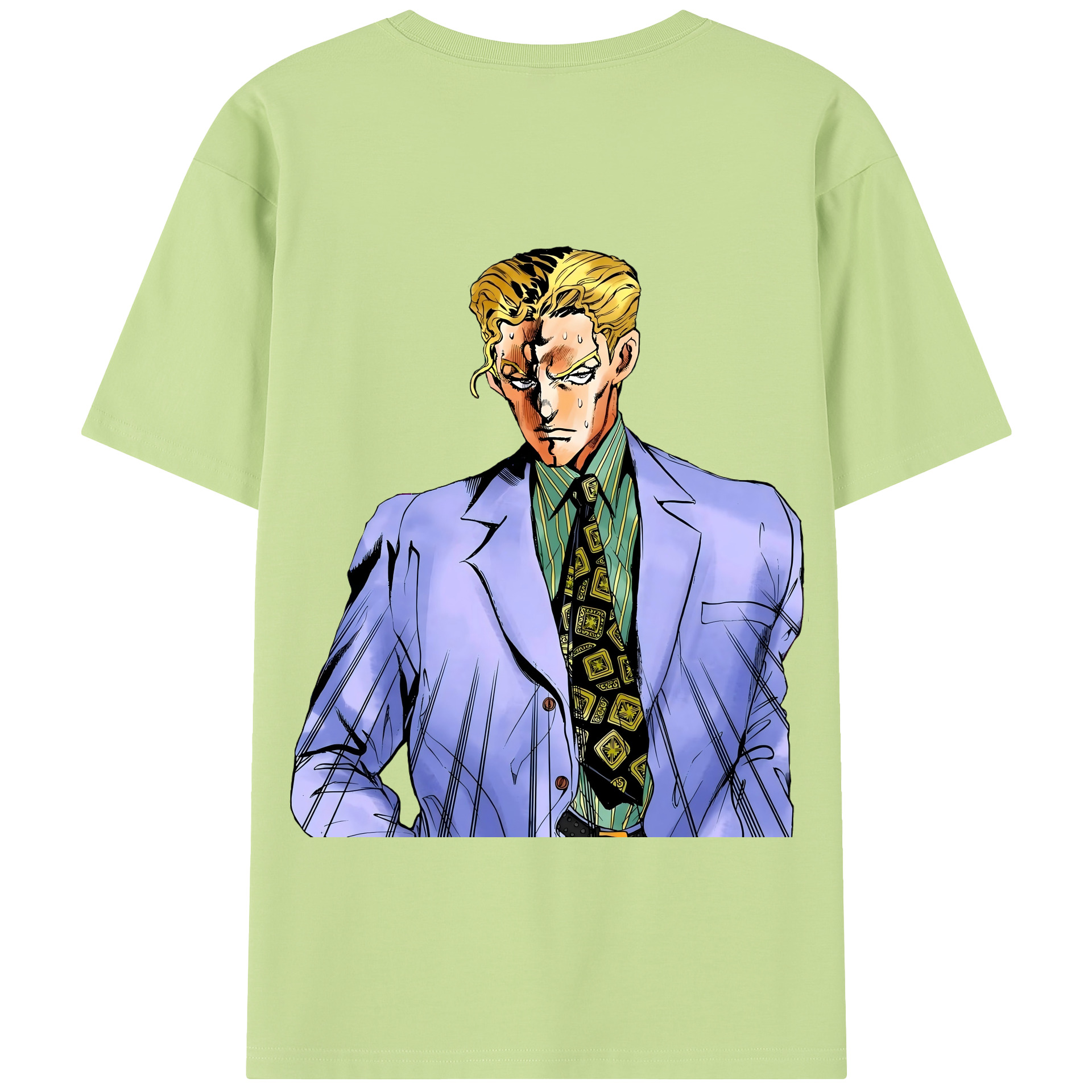 （画像用） ジョジョの奇妙な冒険 きら よしかげ JoJo's Bizarre Adventure Kira Yoshikage 綿100％半袖Tシャツ（背面プリント）